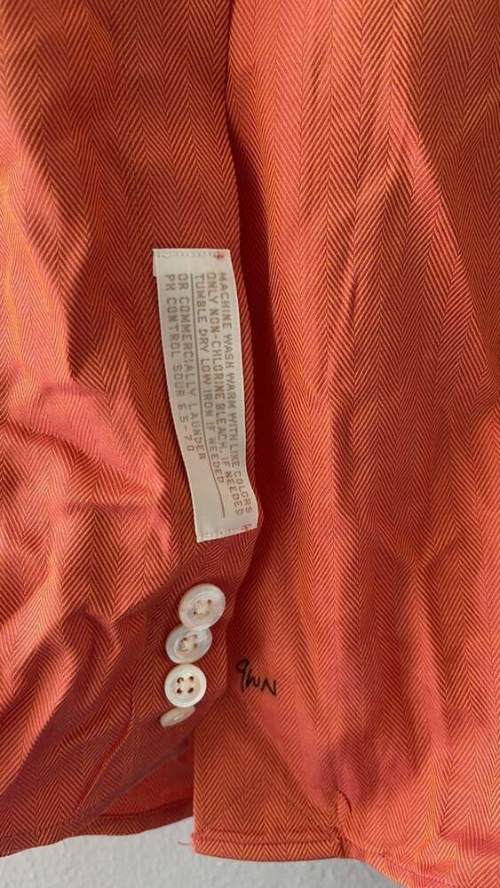 John Nordstrom Men's Red Orange Long Sleeve Button Down Shirt 100% Cotton 17-35 - Picture 2 of 6